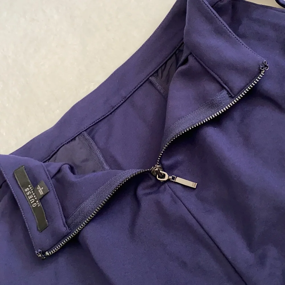 Guess Los Angeles | Faux Wrap Tie Belt Asymmetrical Mini Skirt Blue (S 4-6) - Picture 11 of 15